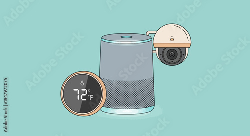 A smart home device displaying temperature and humidity levels on a modern, minimalist background, illustrating a lifestyle of convenience and technology integration.
