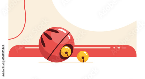 Cute Red Cat Toy Ball with Small Bell, Playful Pet Accessory