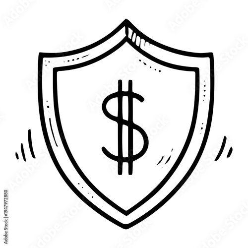 Hand-drawn illustration of a shield with a dollar sign, representing financial reporting and security