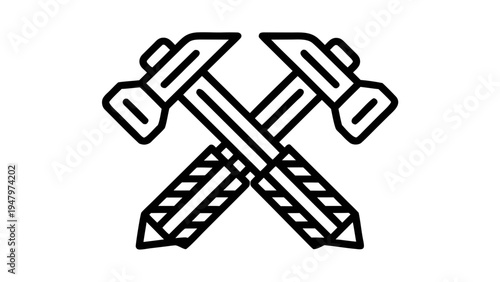 Crossed hammer and screwdriver icon for repair and diy projects