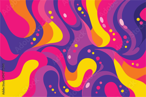 Psychedelic colorful abstract pattern with fluid shapes and vibrant neon palette suitable for creative digital design.