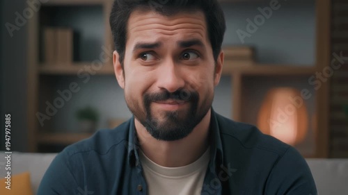A man with a beard and dark hair is shown from the chest up.
