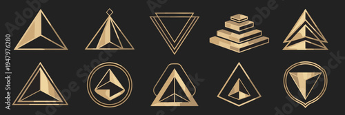 Elegant geometric pyramid brand marks – Great for sophisticated boutique logos, premium service emblems, or gold foil designs.