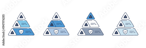 Minimalist risk pyramid icon collection – Suitable for insurance documentation, corporate security, or risk tiering.