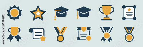 Flat design academic star awards – Great for student recognition systems, education websites, or diplomas.