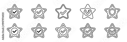 Quality assurance star badge set – Ideal for product guarantees, trust seals, or professional certifications.