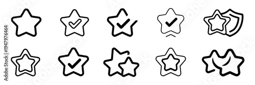 Minimalist star trust and quality icons – Perfect for e-commerce security, service guarantees, or app badges.