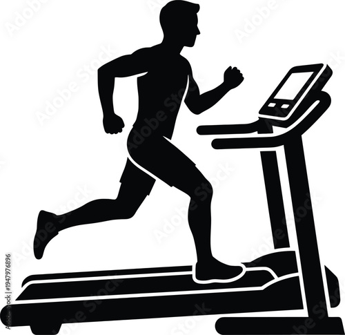 Man running on treadmill in gym for fitness and exercise routine
