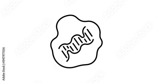 Abstract DNA helix icon inside a cell or blob shape, science and genetics concept