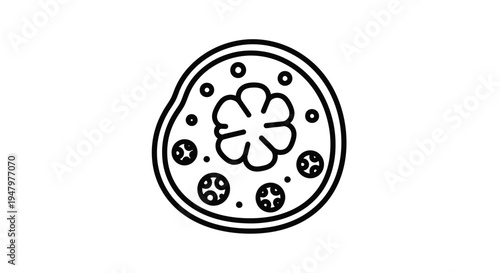 Abstract illustration of a cell with nucleus and organelles, scientific concept