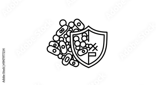 Antibacterial Shield Protecting Against Bacteria and Germs, Microbe Defense Icon