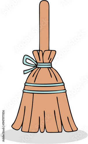 Broom with handle and bow.