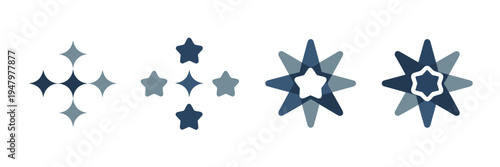Modular star growth icon set – Ideal for business expansion, corporate strategy, or financial development themes.
