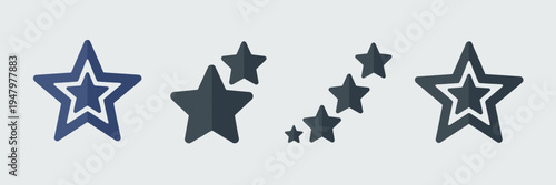Minimalist star expansion icon collection – Suitable for business app design, infographic elements, or professional presentations.