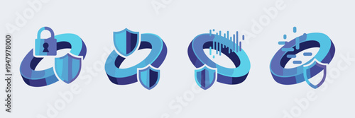 Digital perimeter protection icon pack – Suitable for cybersecurity infographics, web safety tools, or tech branding.