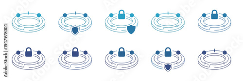 Blue gradient cyber defense ring set – Perfect for IT security dashboards, privacy policy pages, or cloud safety.
