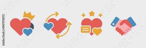 Retention marketing heart icon set – Perfect for VIP customer programs, reward tiers, or e-commerce UI.
