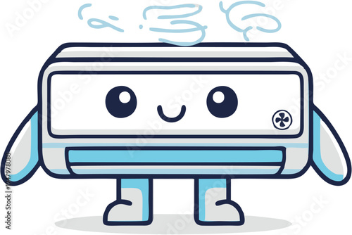 Cartoon air conditioner character.