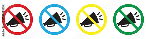 prohibition signs with alarm bells in vibrant circular icons vector set