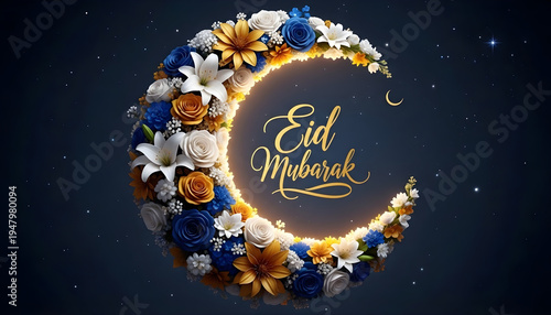 Vintage vector design of a eid mubarak greeting card featuring festive eid balls and a winter star illustration on a night holiday banner frame