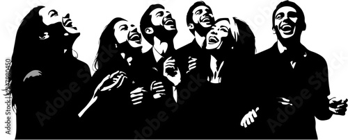 Group of People Singing Together.