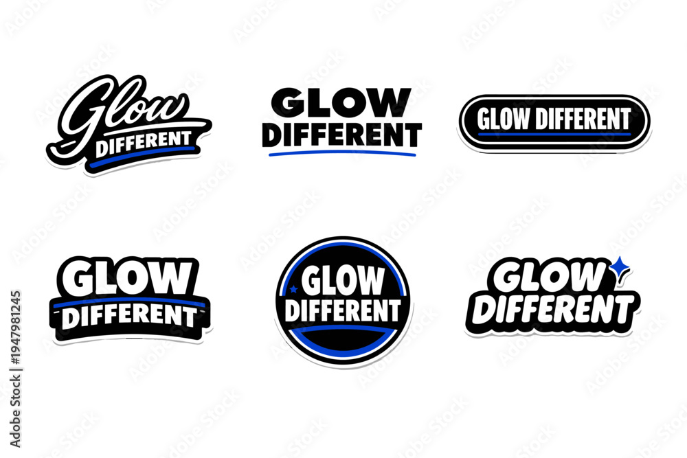 Fototapeta premium Glow different creative typography sticker design