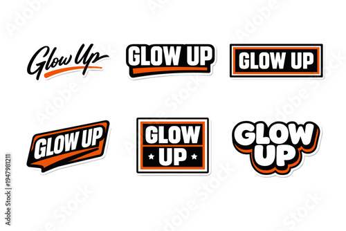 Glow up typography sticker design