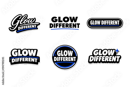 Glow different creative typography sticker design