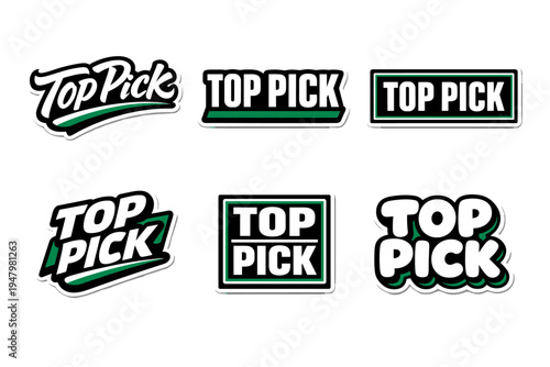 Top pick typography sticker design