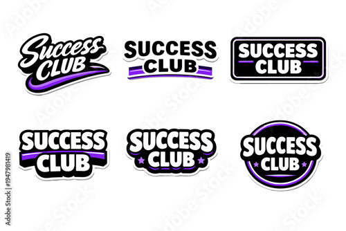 Success club bold typography sticker design