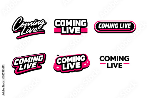Coming live bold typography sticker design
