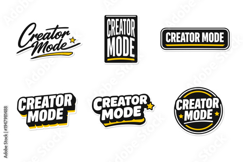 Creator mode stylish typography sticker design