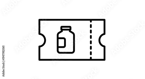 Coupon with Medicine Bottle Icon, Healthcare Discount Voucher, Pharmacy Offer