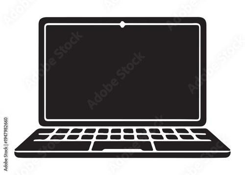 laptop logo silhouette vector, notebook laptop silhouette vector illustration, laptop computer silhouette  logo, digital technology laptop device logo silhouette design on white background 