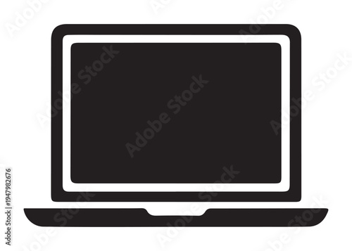 laptop logo silhouette vector, notebook laptop silhouette vector illustration, laptop computer silhouette  logo, digital technology laptop device logo silhouette design on white background 