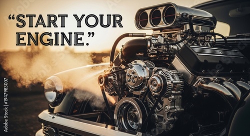Powerful V8 Engine Roaring To Life