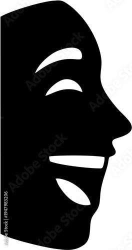 Theater Mask Silhouette Profile View 1.
