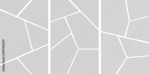 Photo collage template. Blank mosaic photography frames, abstract picture album layout mockup, mood board grid for banner, poster, comic page, social media post, poster. Vector