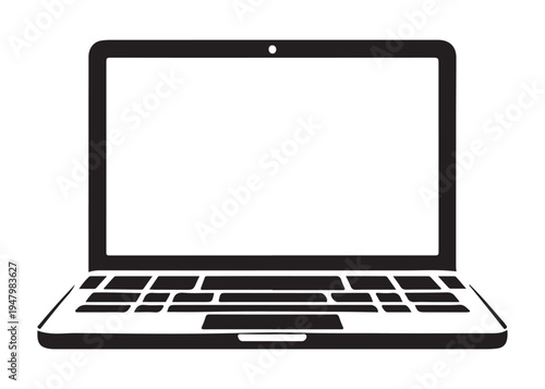 laptop logo silhouette vector, notebook laptop silhouette vector illustration, laptop computer silhouette  logo, digital technology laptop device logo silhouette design on white background 