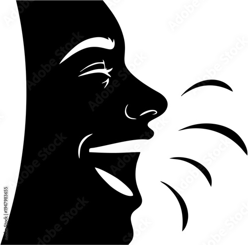 Woman Shouting with Open Mouth.