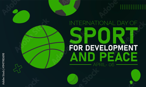 International Day of Sport for Development and Peace with Various Sport Balls and Text with Soccer Ball with Cricket Ball
