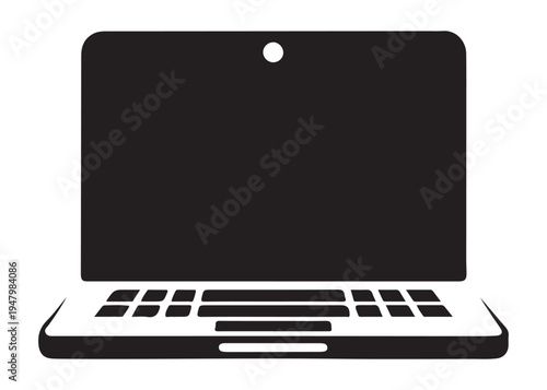 laptop logo silhouette vector, notebook laptop silhouette vector illustration, laptop computer silhouette  logo, digital technology laptop device logo silhouette design on white background 
