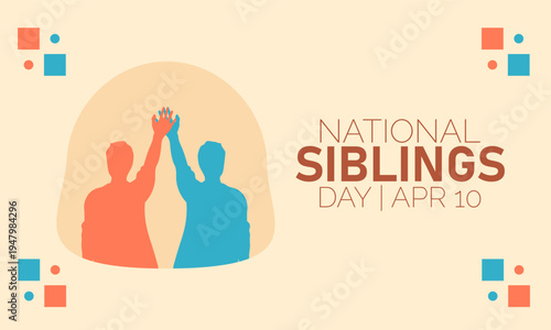 National Siblings Day on April 10 featuring two people high-fiving, celebrating family bond and friendship, People Silhouettes