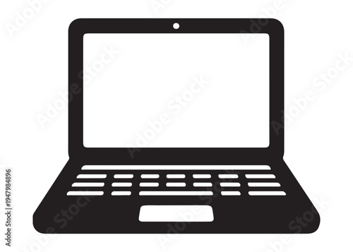 laptop logo silhouette vector, notebook laptop silhouette vector illustration, laptop computer silhouette  logo, digital technology laptop device logo silhouette design on white background 