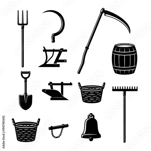 Vintage Agricultural and Harvest Farming Tools Collection