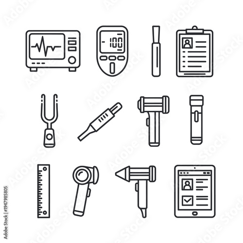 Modern Thin Line Medical and Diagnostic Icons