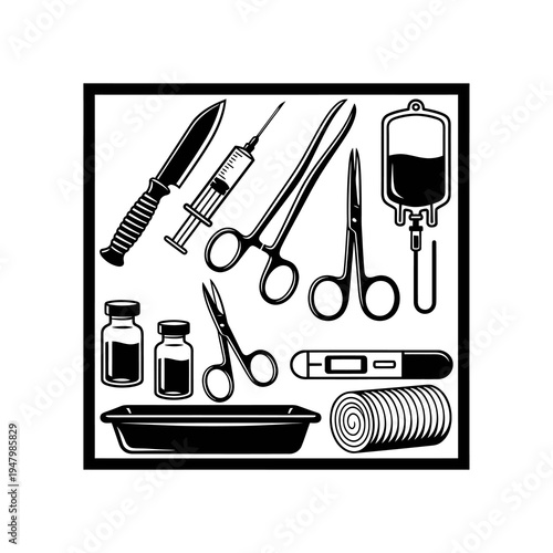 Medical Surgery and First Aid Supplies Illustration