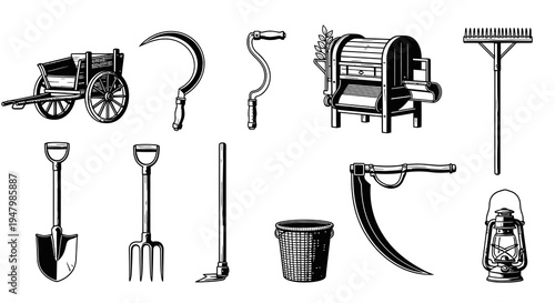 Vintage Agricultural and Farming Equipment Set