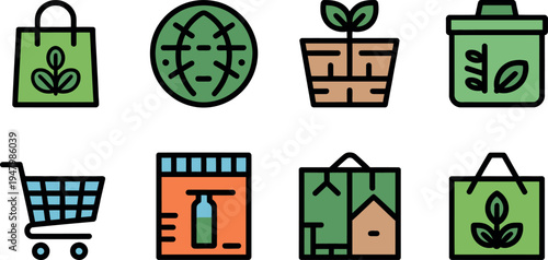 Eco friendly world environment day icons promoting sustainability