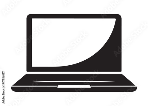 laptop logo silhouette vector, notebook laptop silhouette vector illustration, laptop computer silhouette  logo, digital technology laptop device logo silhouette design on white background 